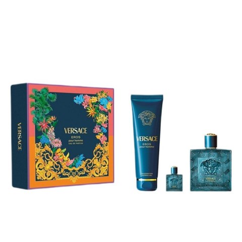 Versace Eros Pour Homme zestaw woda perfumowana spray 100ml + żel pod prysznic 150ml + miniatura wody perfumowanej spray 5ml