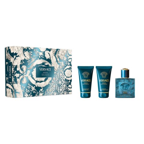 Versace Eros Pour Homme zestaw woda toaletowa spray 50ml + balsam po goleniu 50ml + żel pod prysznic 50ml