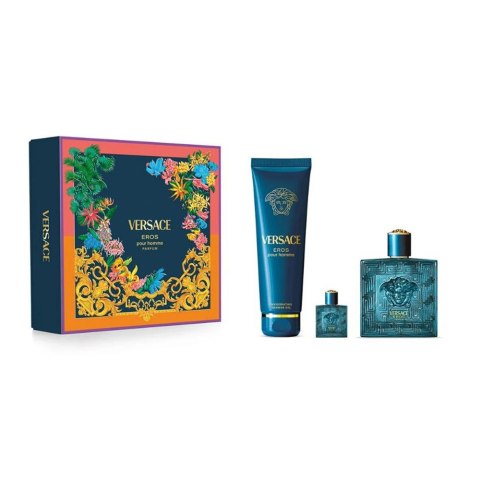 Versace Eros Pour Homme zestaw perfumy spray 100ml + żel pod prysznic 150ml + perfumy 5ml